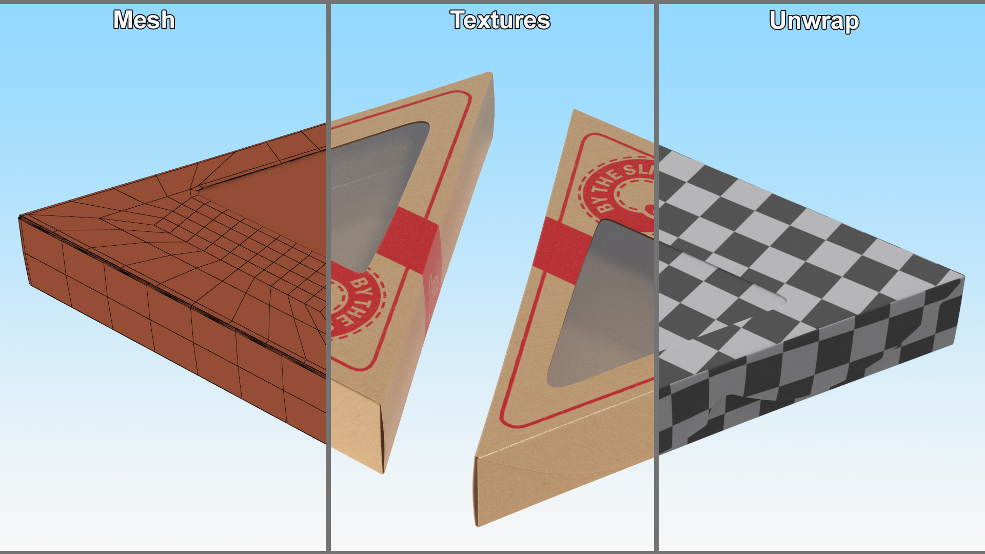Craft Brown Pizza Slice Packaging Box with Window 3D model