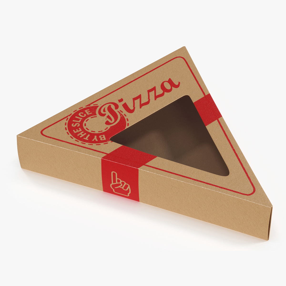 Craft Brown Pizza Slice Packaging Box with Window 3D model