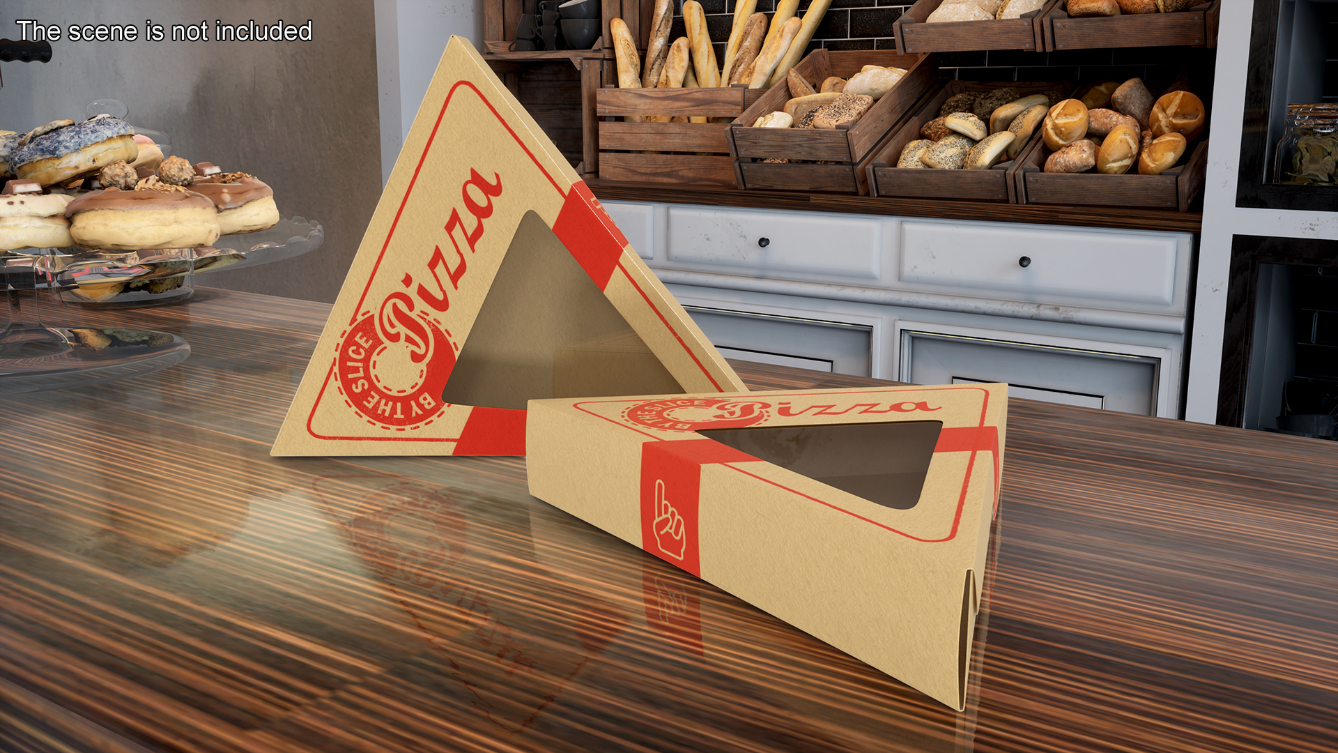 Craft Brown Pizza Slice Packaging Box with Window 3D model