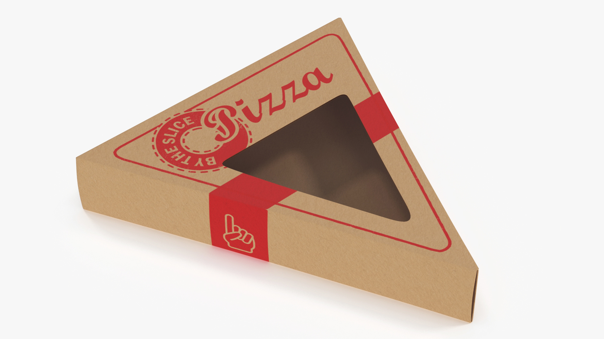 Craft Brown Pizza Slice Packaging Box with Window 3D model