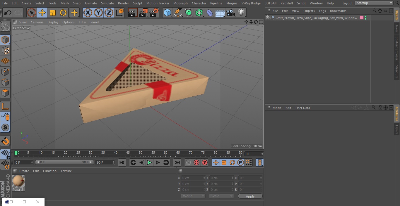 Craft Brown Pizza Slice Packaging Box with Window 3D model