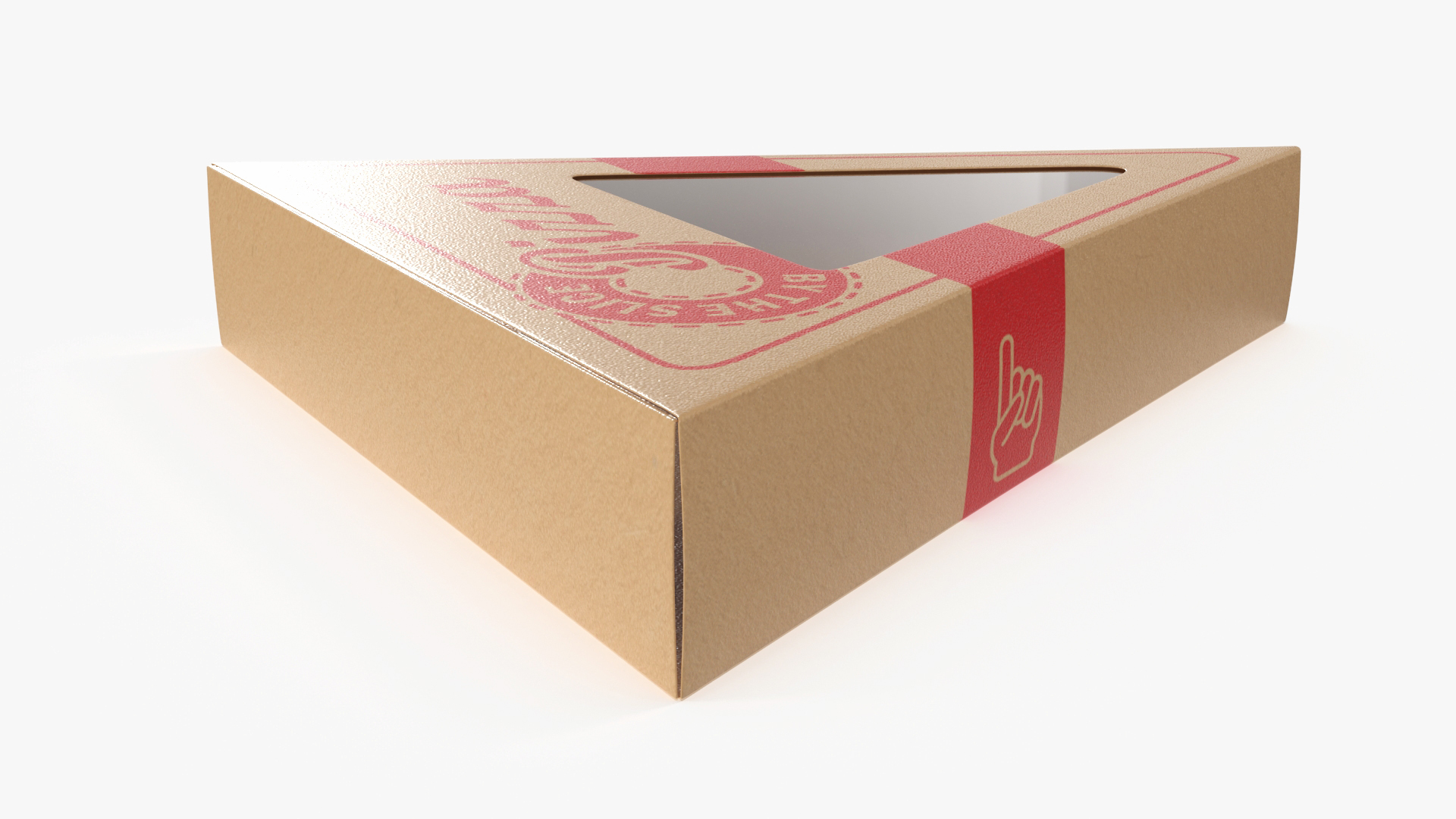 Craft Brown Pizza Slice Packaging Box with Window 3D model
