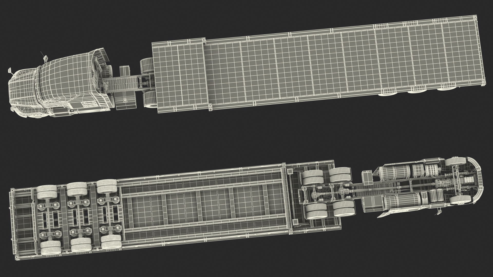 Mack Anthem Truck with Single Drop Tri Axle Extendable Trailer Rigged 3D model