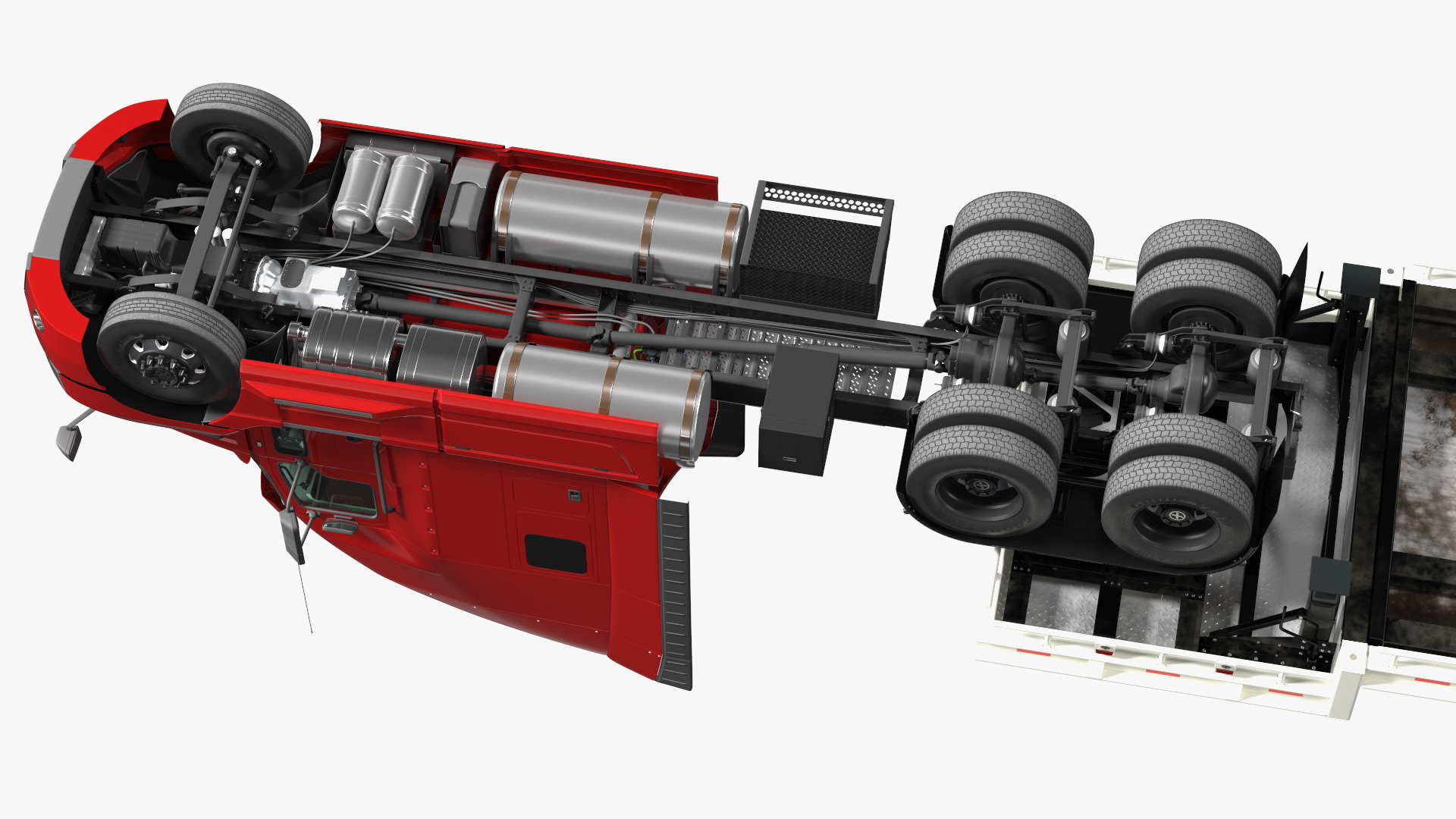 Mack Anthem Truck with Single Drop Tri Axle Extendable Trailer Rigged 3D model
