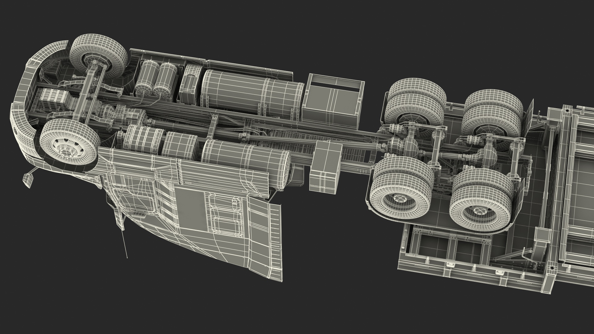 Mack Anthem Truck with Single Drop Tri Axle Extendable Trailer Rigged 3D model