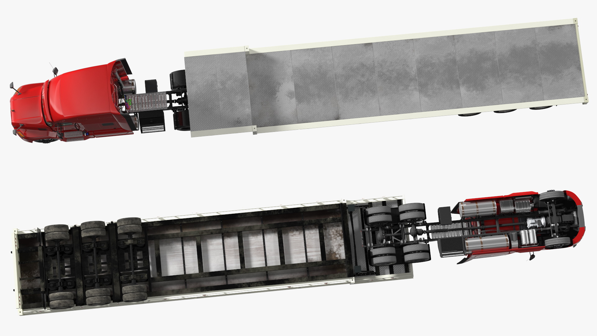 Mack Anthem Truck with Single Drop Tri Axle Extendable Trailer Rigged 3D model