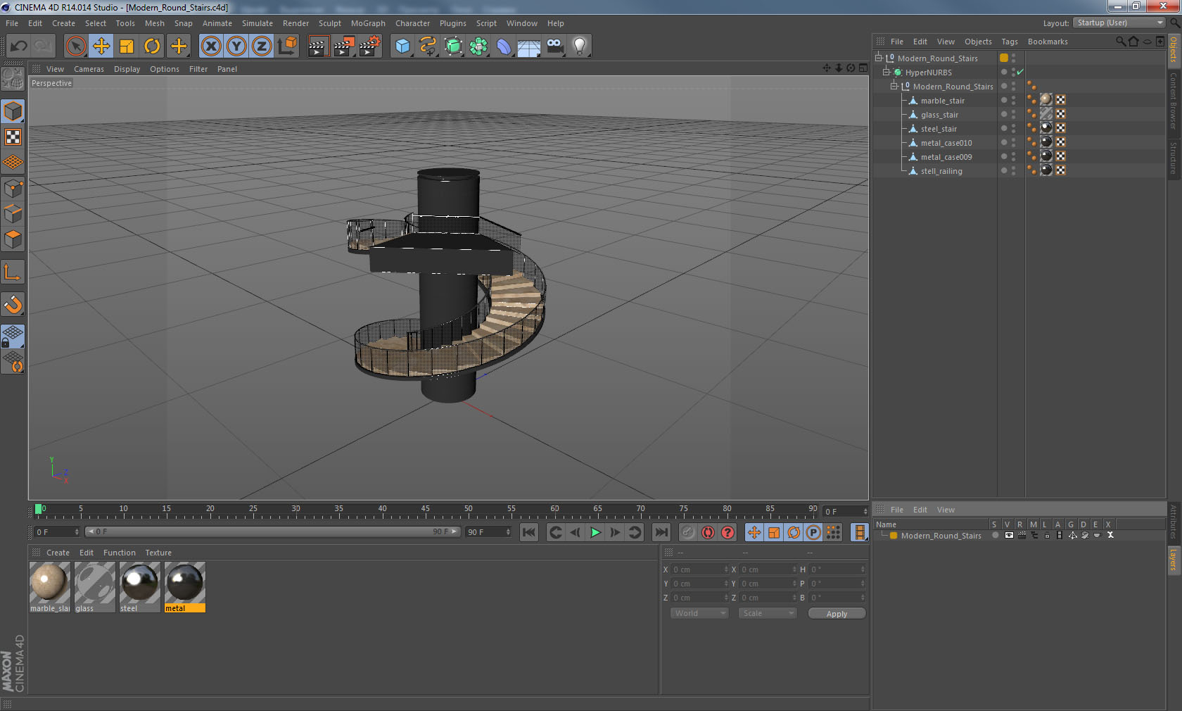 Modern Round Stairs 3D model