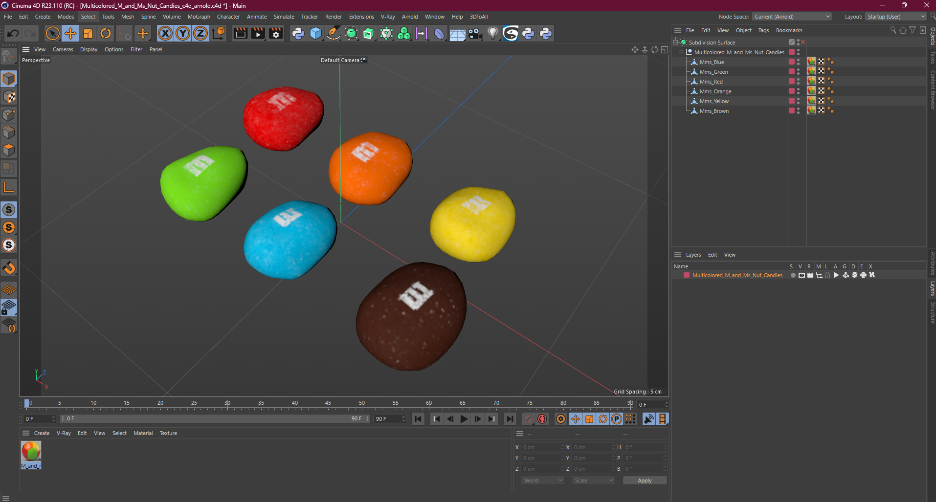 3D Multicolored M and Ms Nut Candies model
