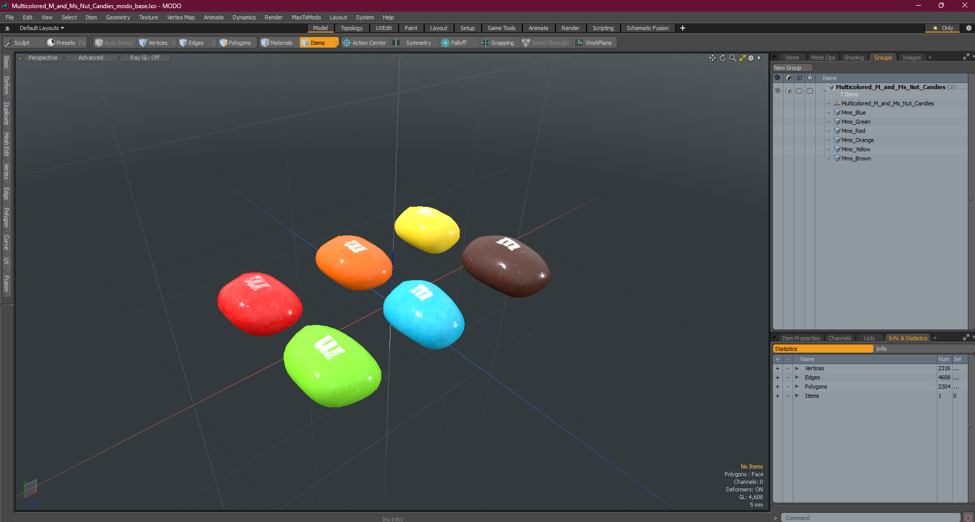 3D Multicolored M and Ms Nut Candies model