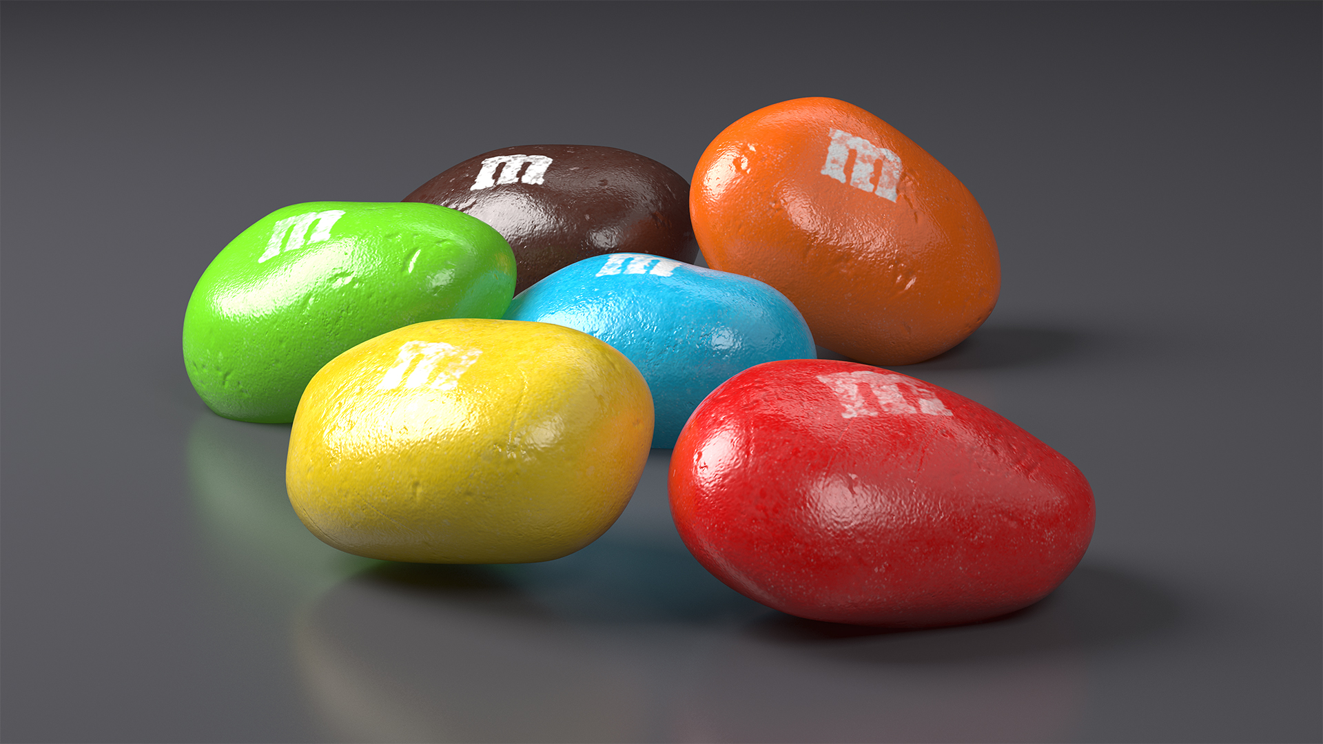 3D Multicolored M and Ms Nut Candies model