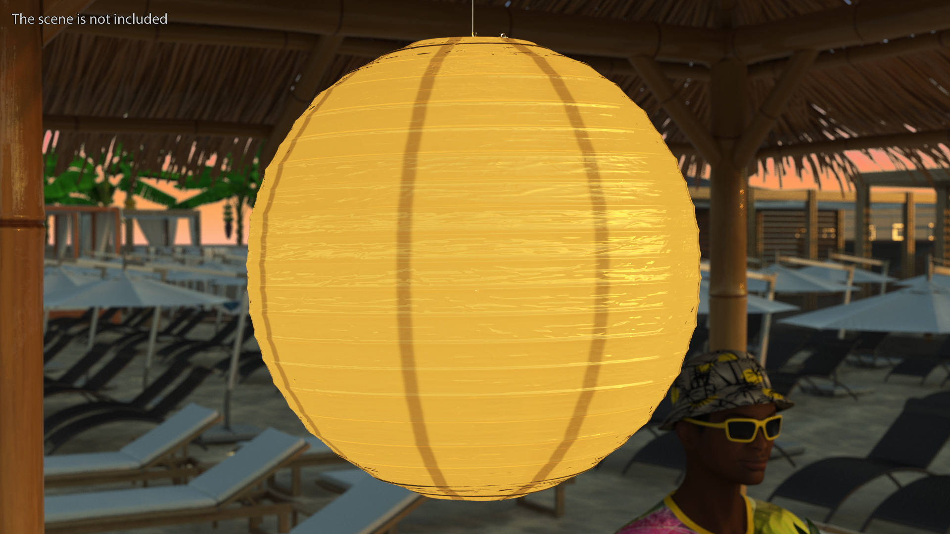 Round Paper Lantern Gold 3D model