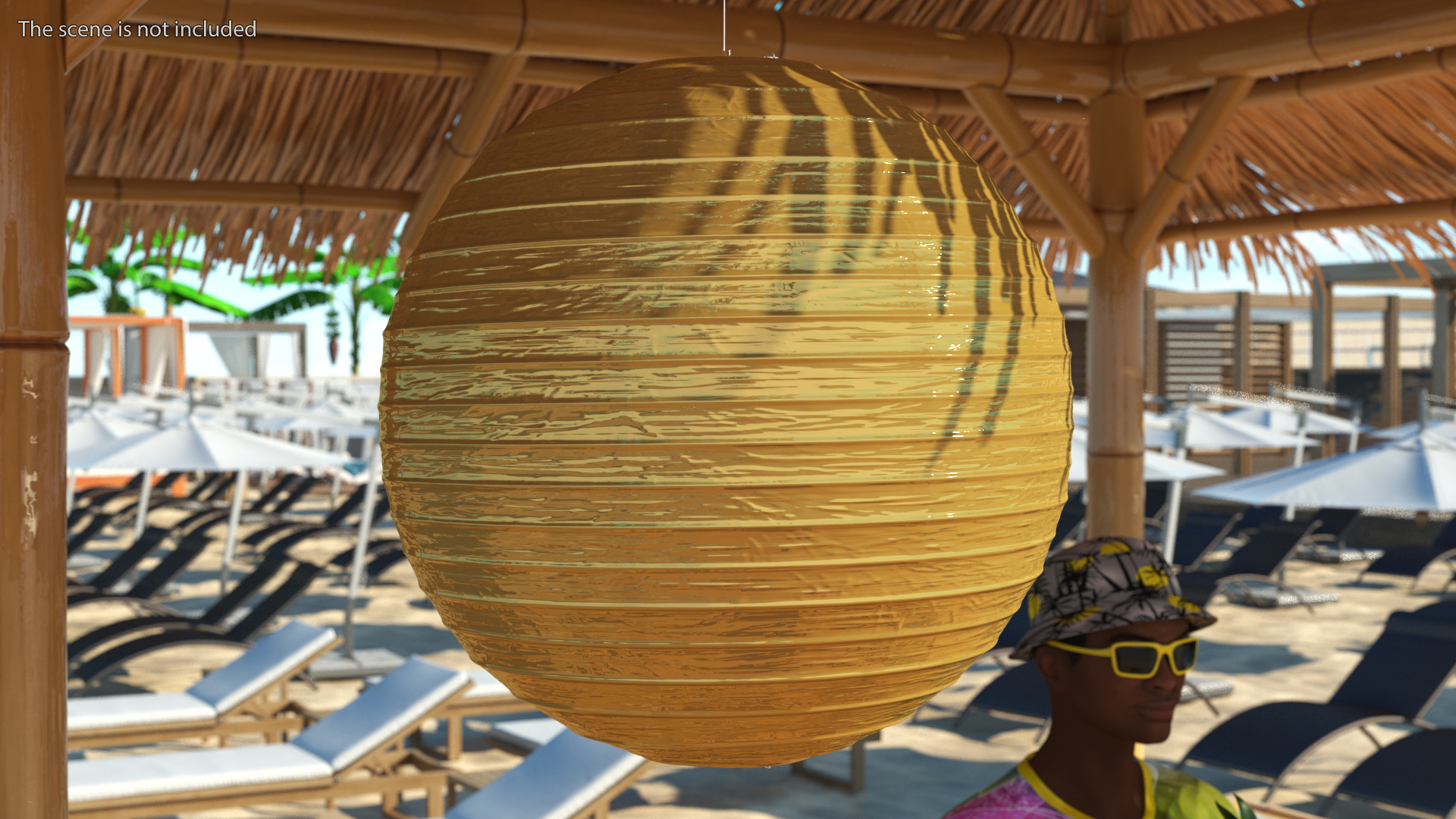Round Paper Lantern Gold 3D model