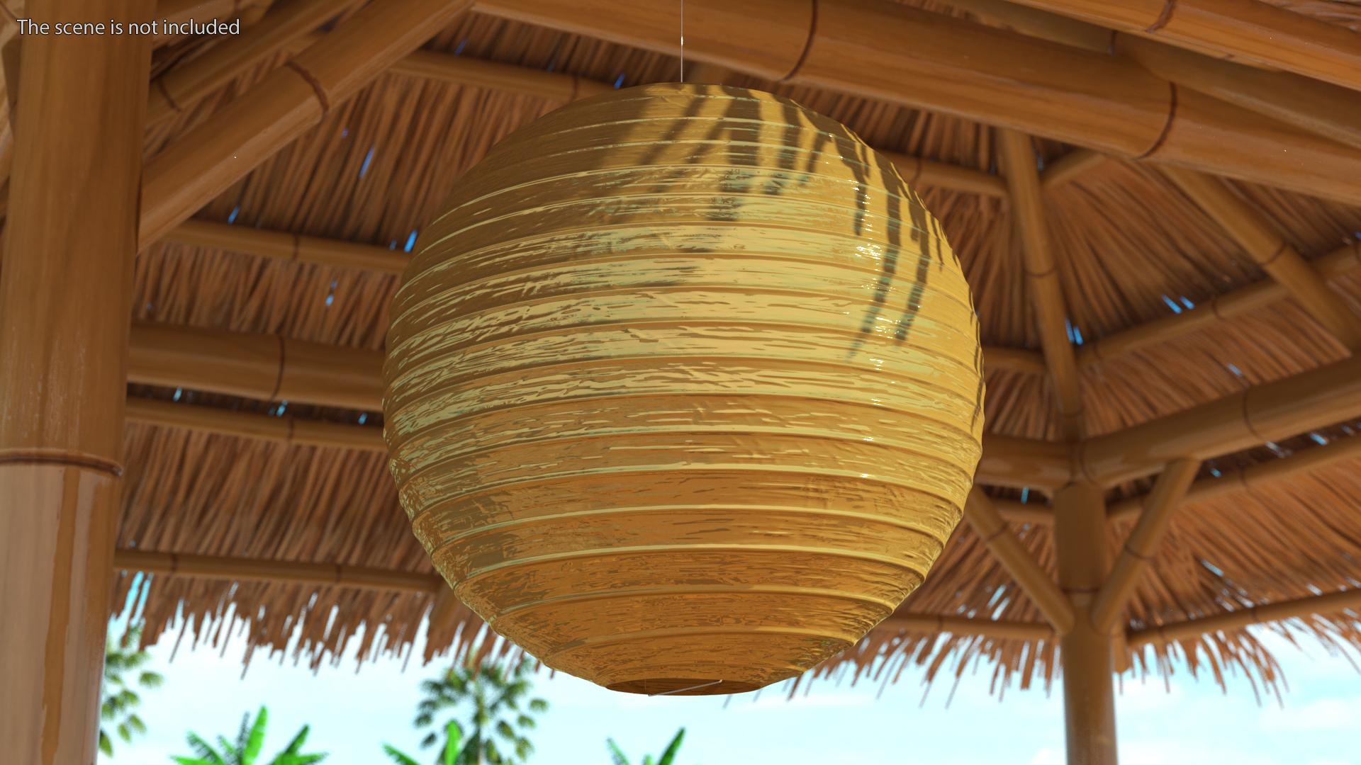Round Paper Lantern Gold 3D model