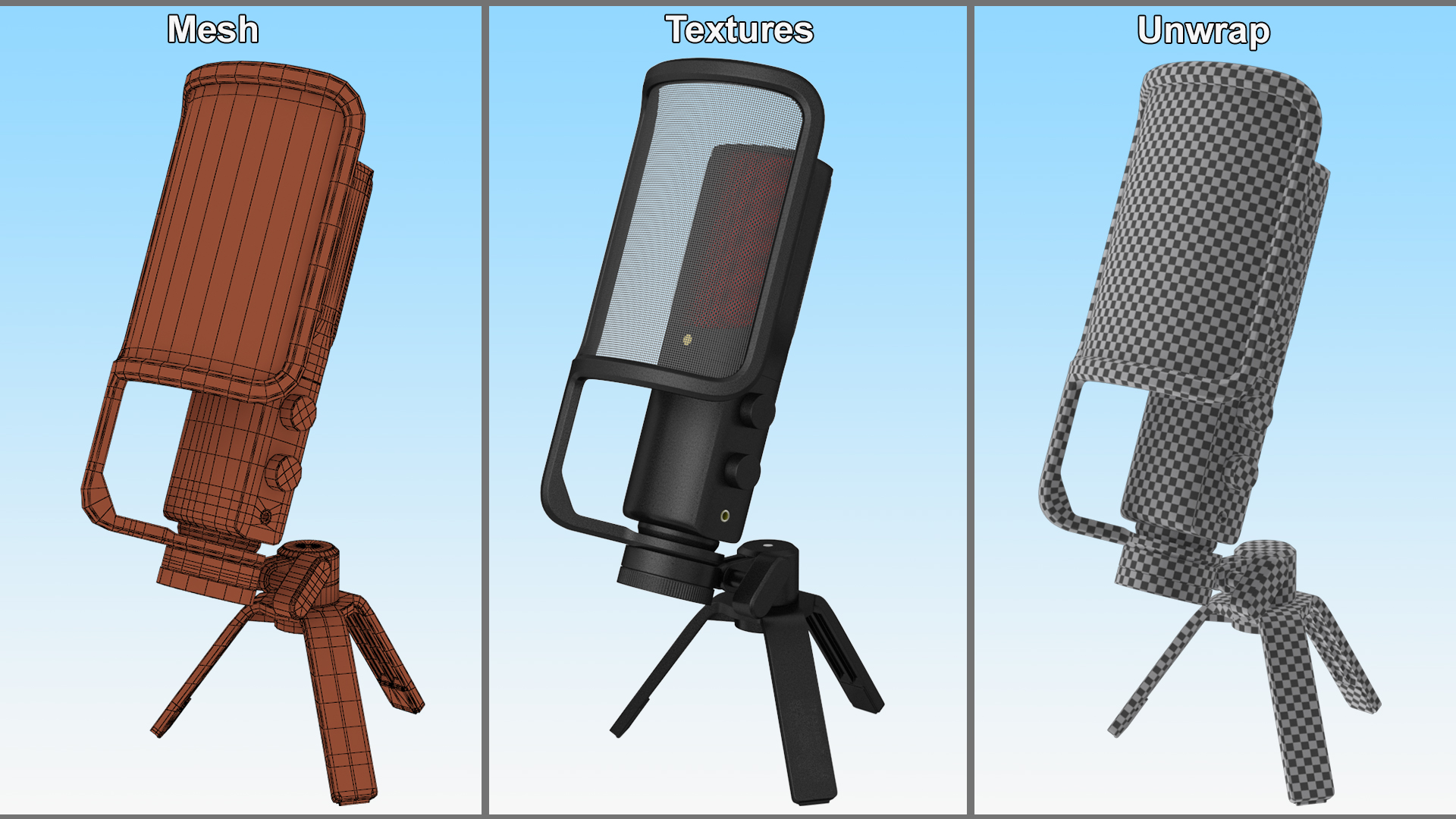 3D Studio Microphone with Pop Filter model