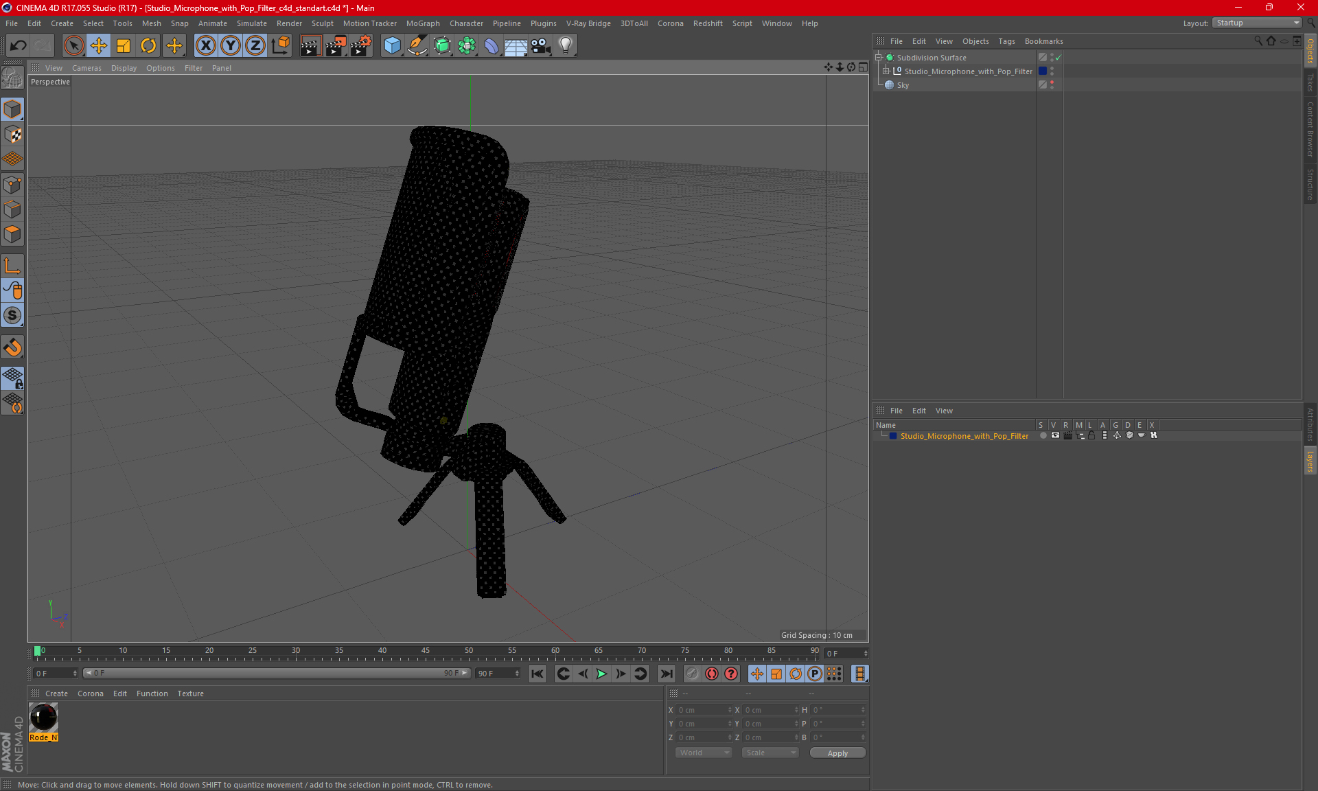 3D Studio Microphone with Pop Filter model