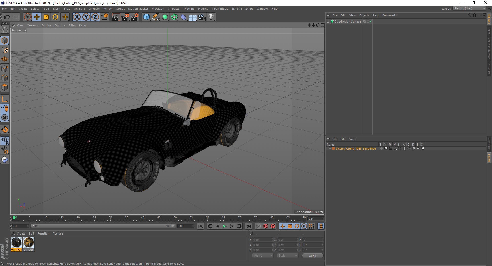 3D Shelby Cobra 1965 Simplified model