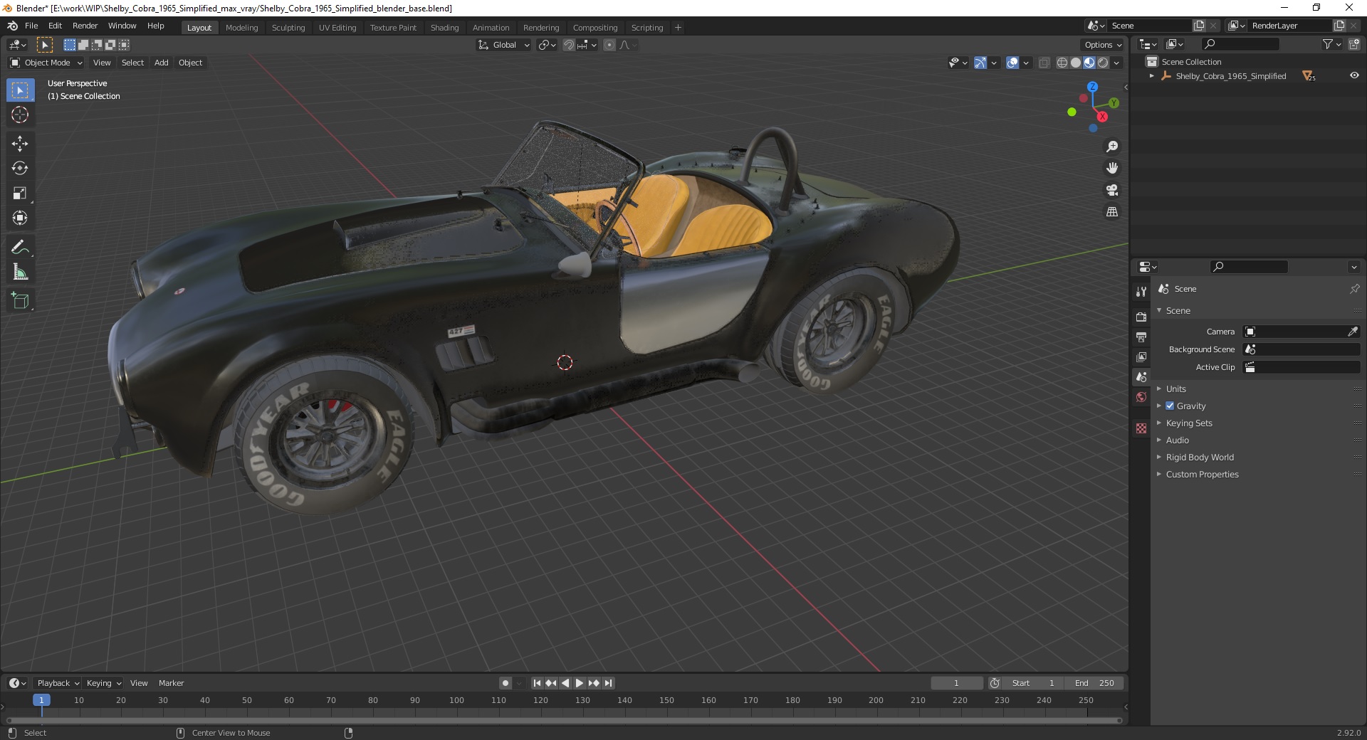 3D Shelby Cobra 1965 Simplified model