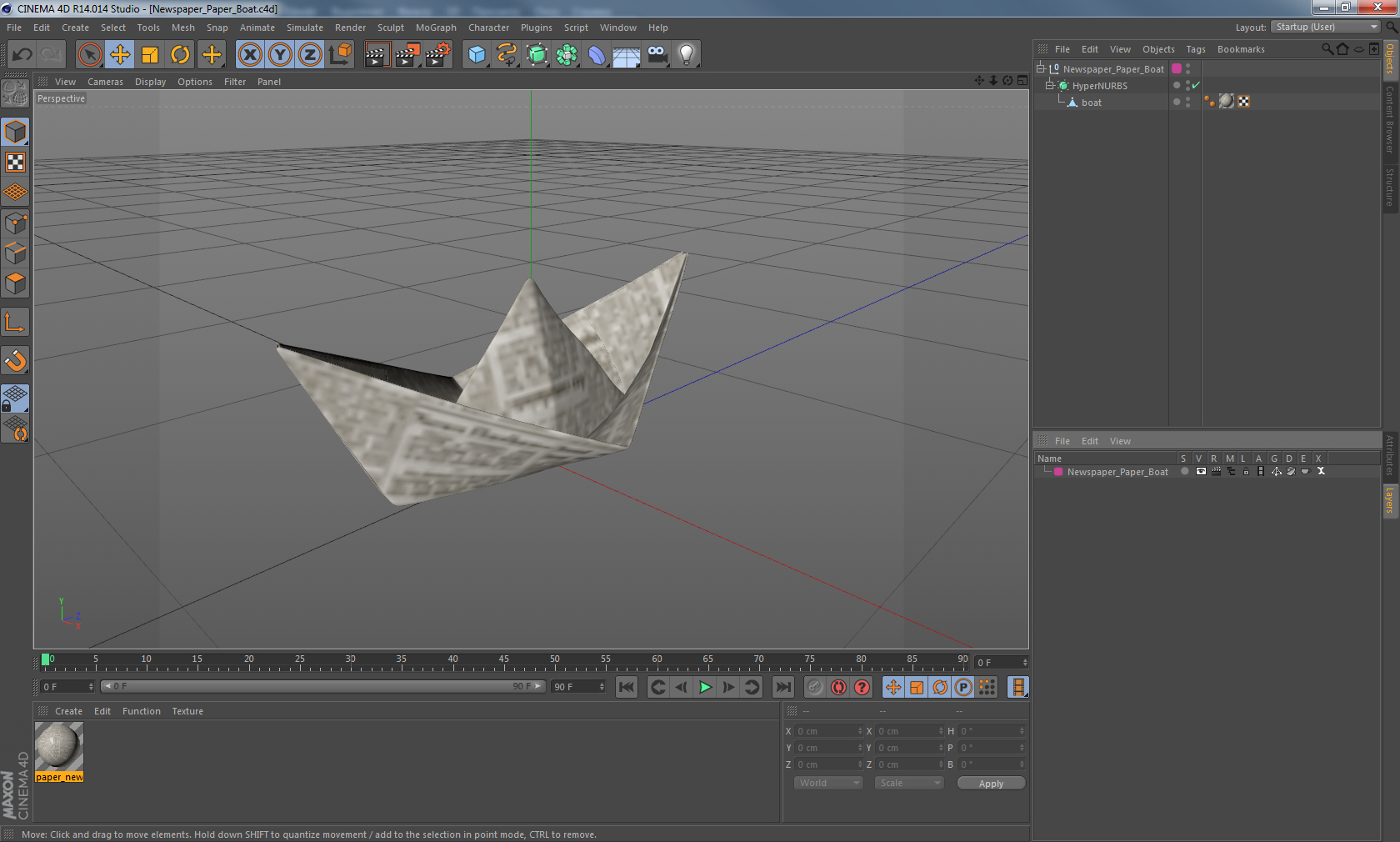 3D model Newspaper Paper Boat