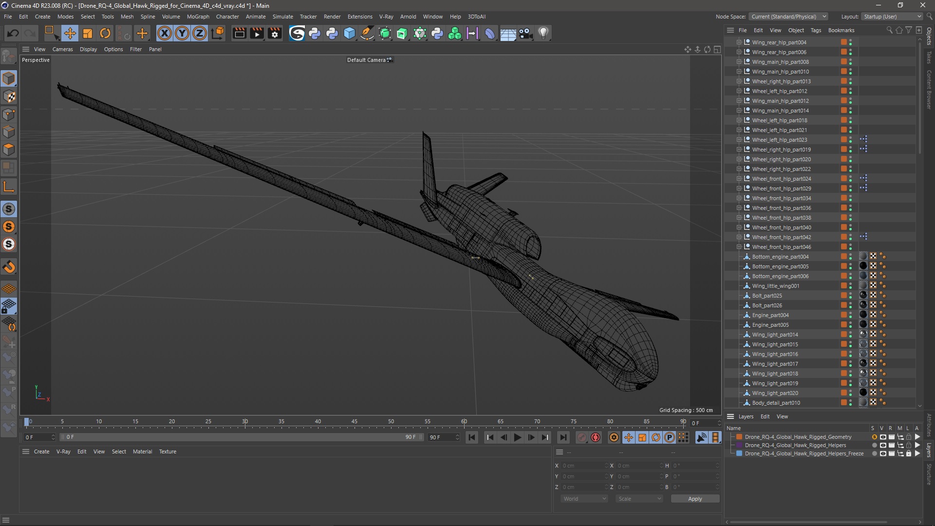 3D Drone RQ-4 Global Hawk Rigged for Cinema 4D model