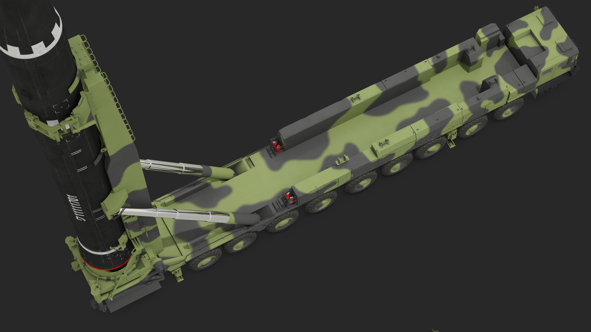 3D Hwasong-15 Transporter Erector Vehicle with Intercontinental Ballistic Missile Clean Rigged