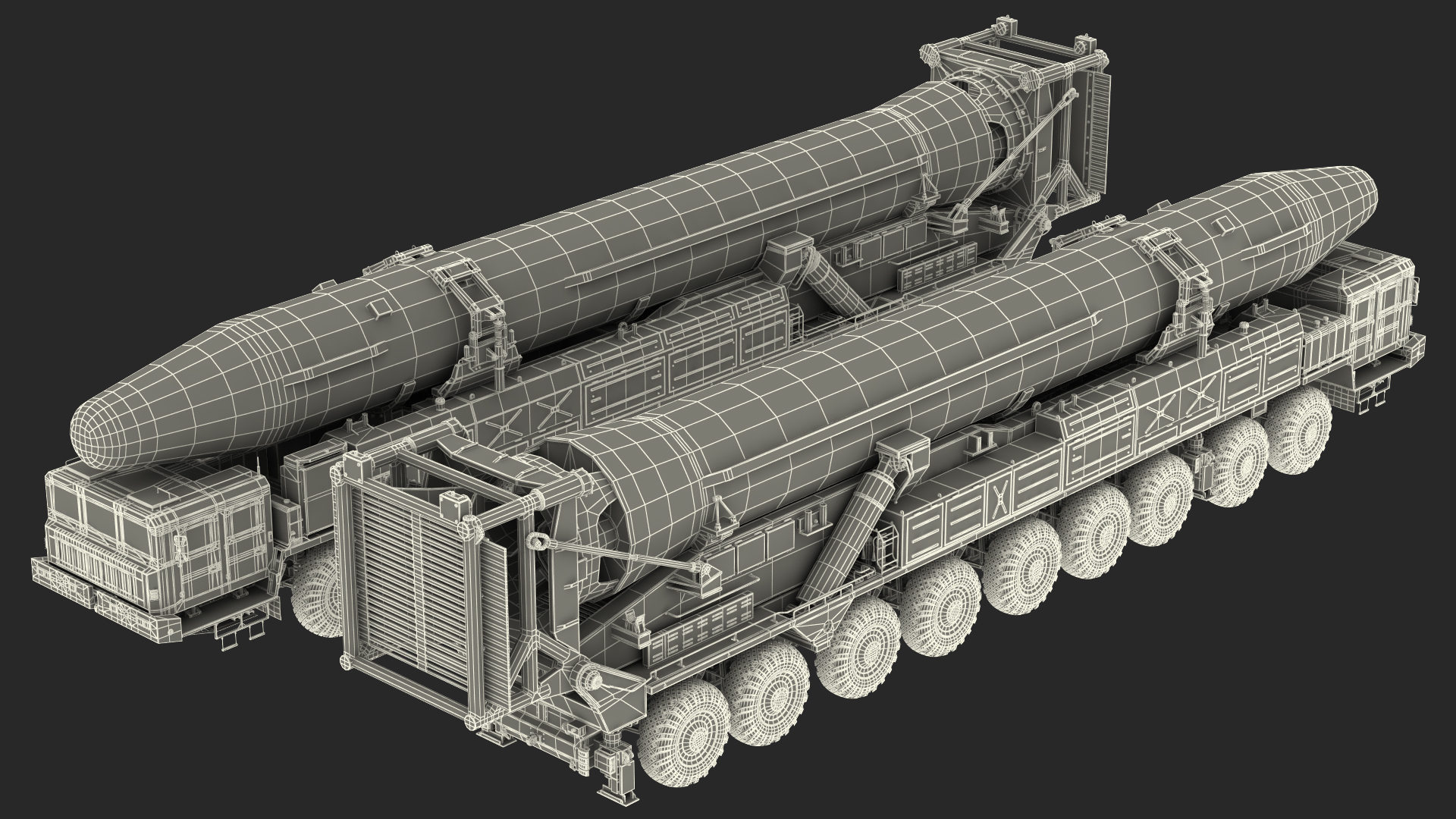 3D Hwasong-15 Transporter Erector Vehicle with Intercontinental Ballistic Missile Clean Rigged