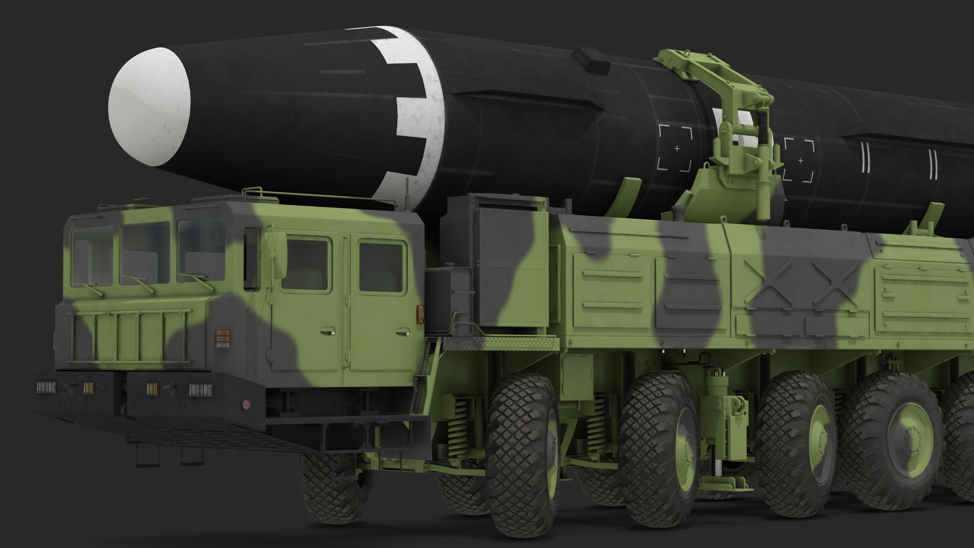 3D Hwasong-15 Transporter Erector Vehicle with Intercontinental Ballistic Missile Clean Rigged