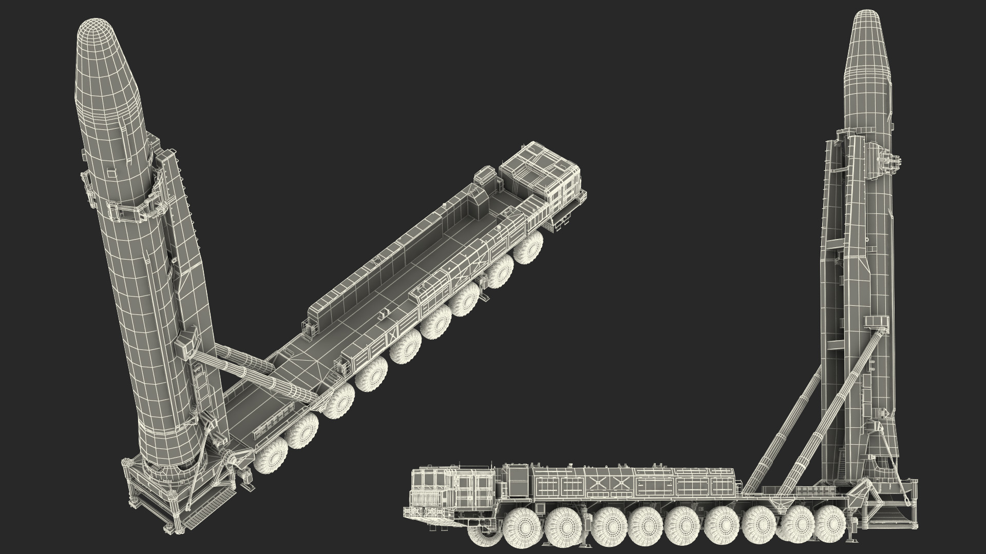 3D Hwasong-15 Transporter Erector Vehicle with Intercontinental Ballistic Missile Clean Rigged
