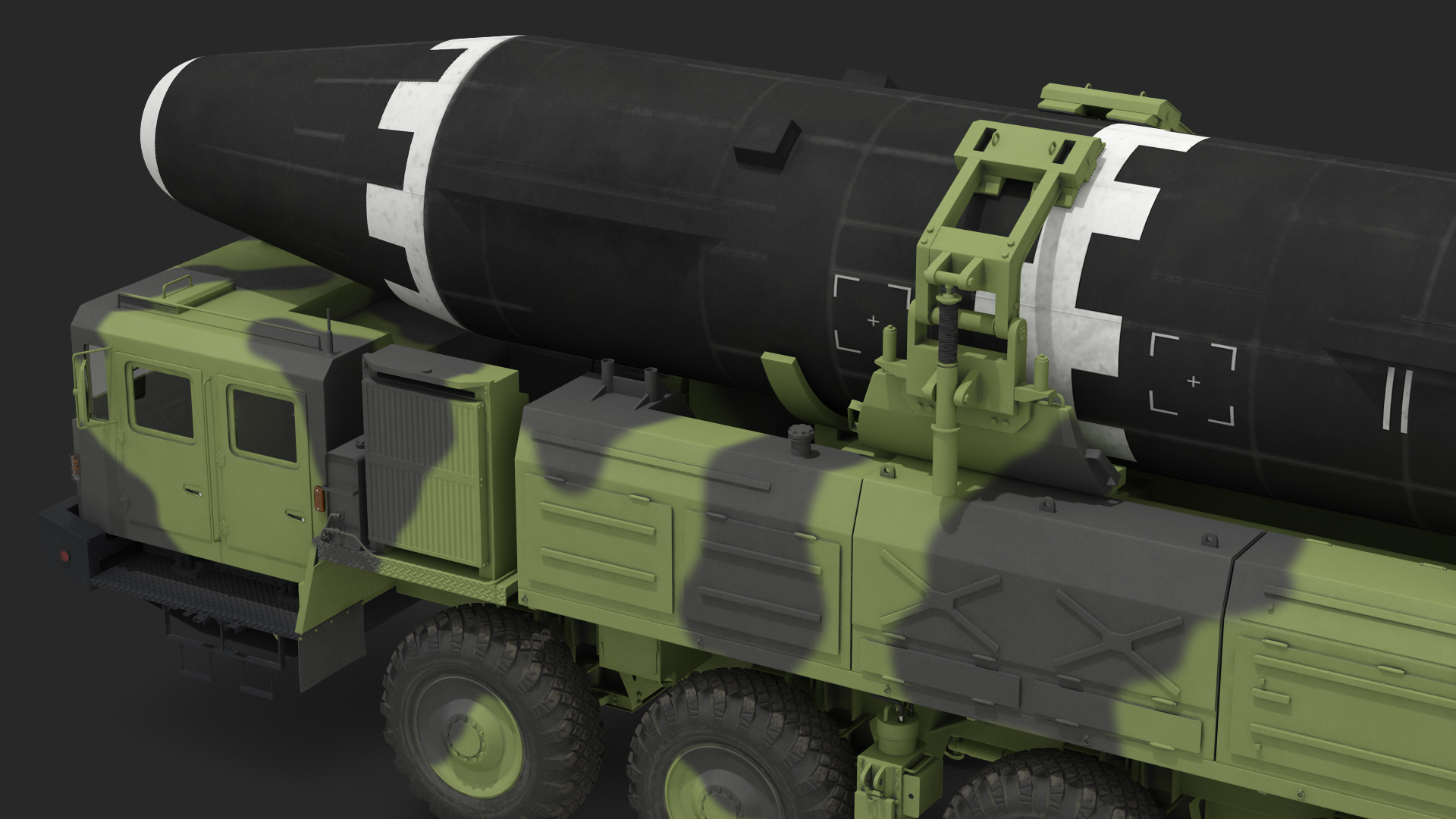 3D Hwasong-15 Transporter Erector Vehicle with Intercontinental Ballistic Missile Clean Rigged