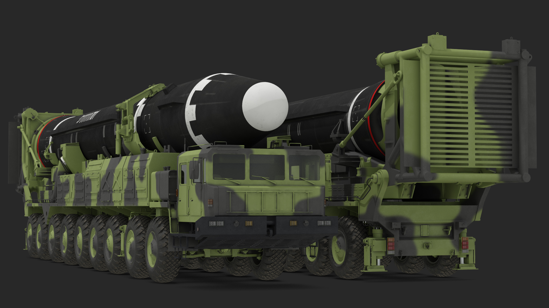 3D Hwasong-15 Transporter Erector Vehicle with Intercontinental Ballistic Missile Clean Rigged