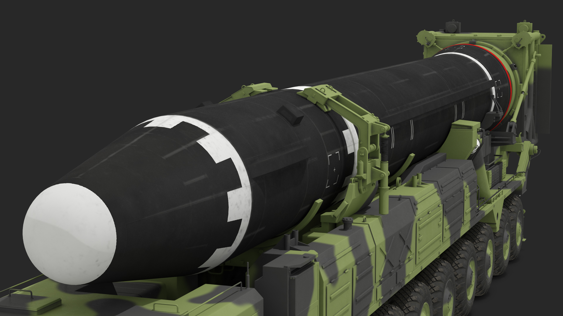 3D Hwasong-15 Transporter Erector Vehicle with Intercontinental Ballistic Missile Clean Rigged