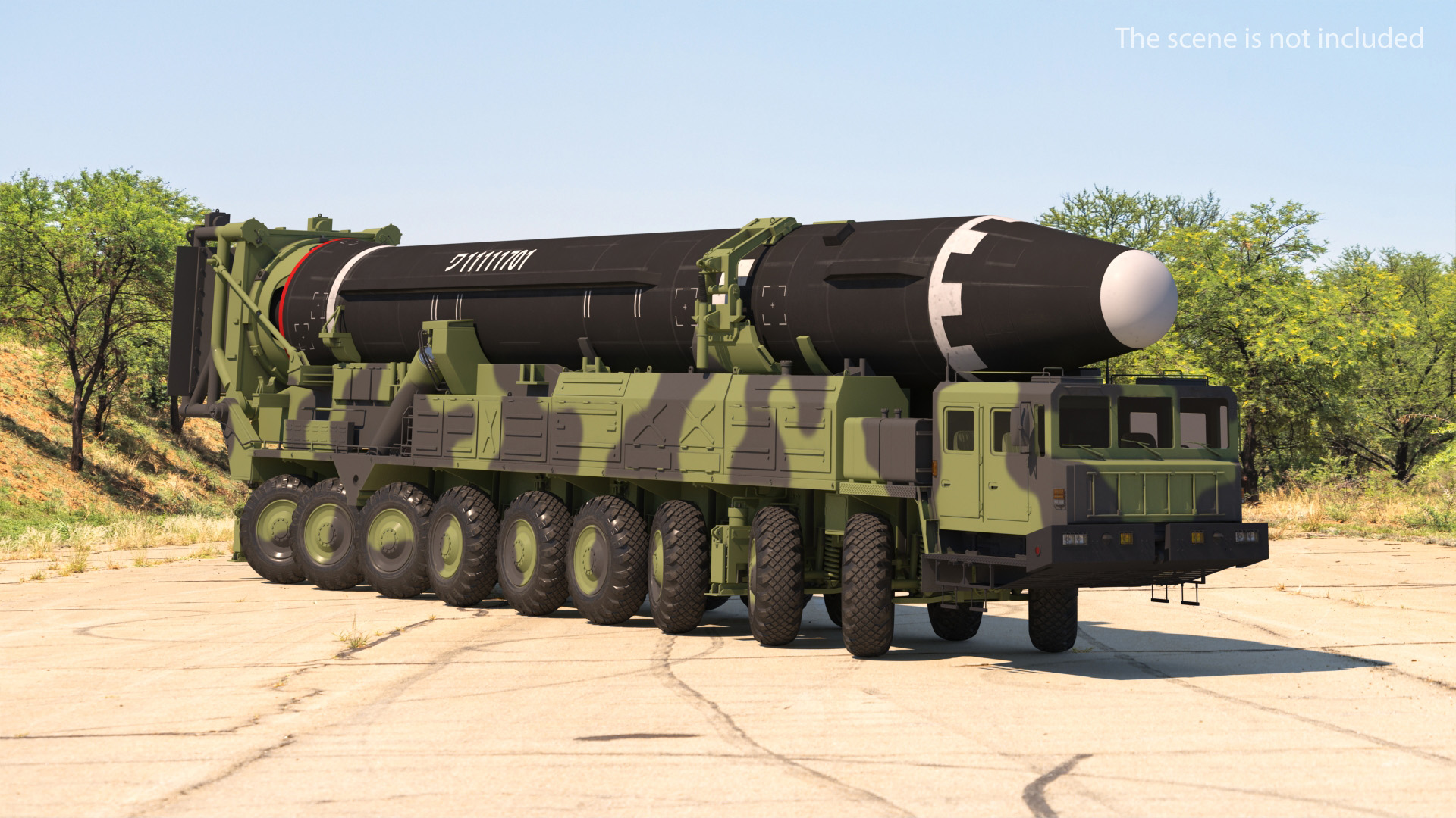 3D Hwasong-15 Transporter Erector Vehicle with Intercontinental Ballistic Missile Clean Rigged