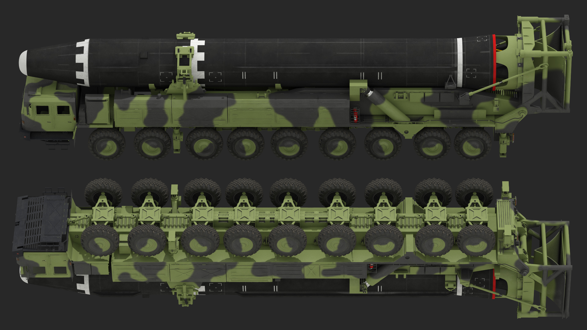 3D Hwasong-15 Transporter Erector Vehicle with Intercontinental Ballistic Missile Clean Rigged