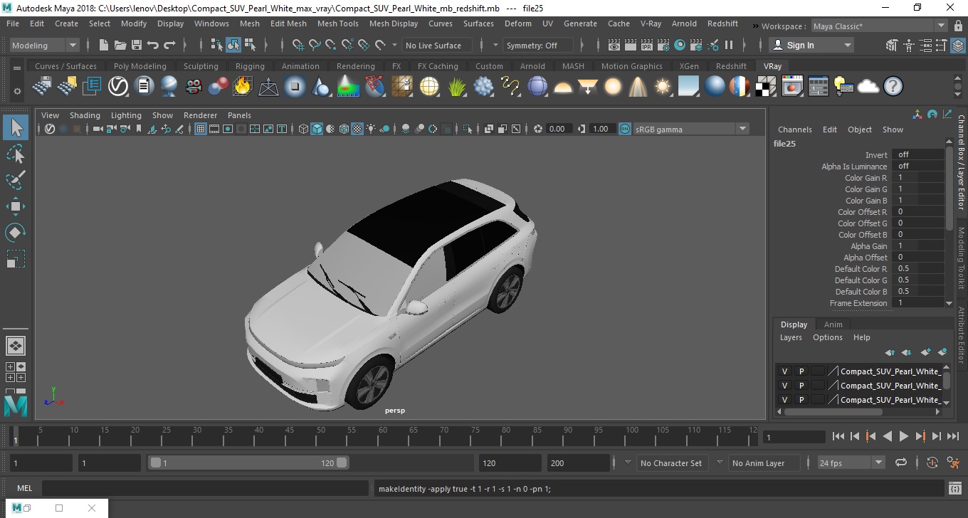 3D Compact SUV Pearl White model
