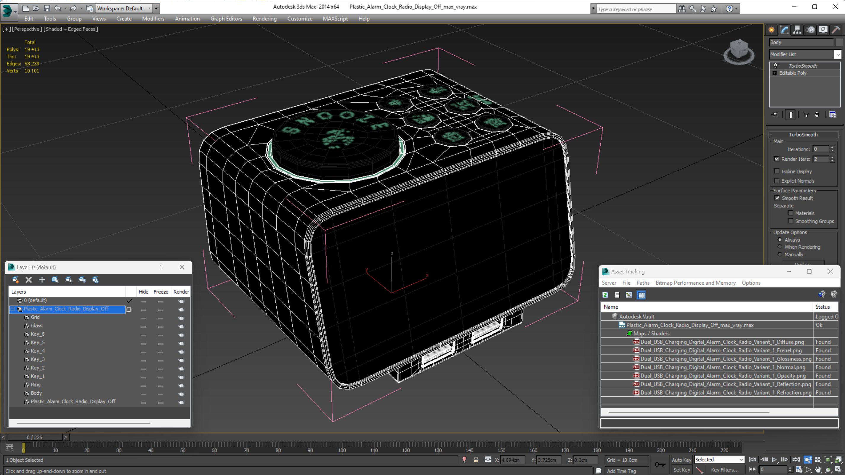 Plastic Alarm Clock Radio Display Off 3D
