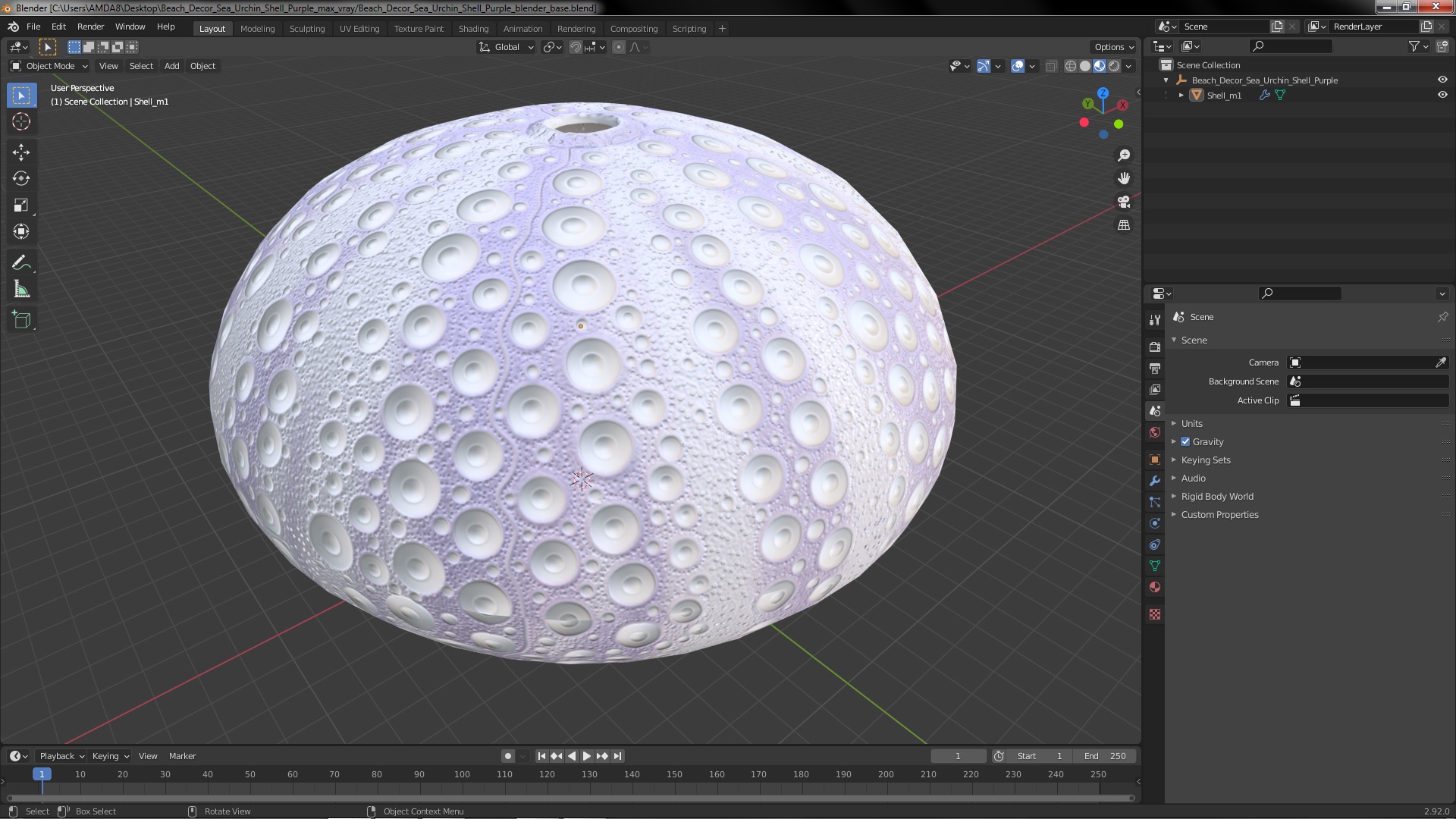 3D model Beach Decor Sea Urchin Shell Purple
