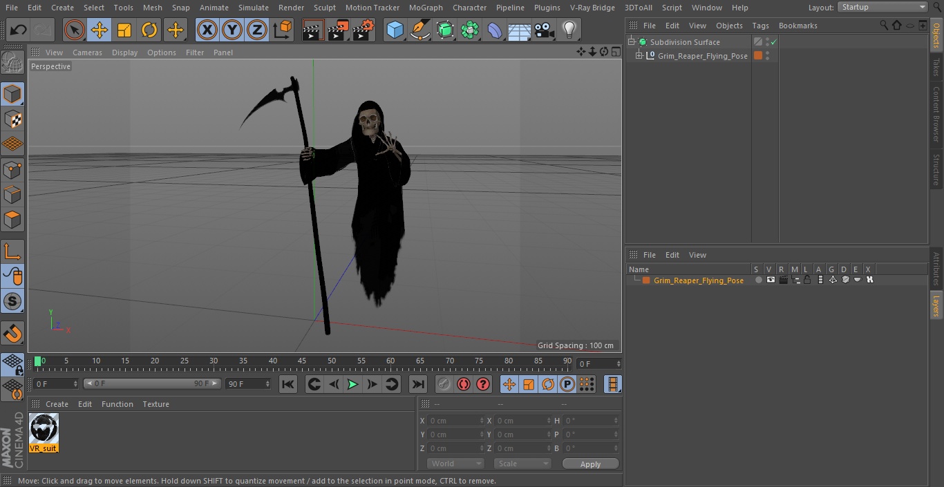 3D Grim Reaper Flying Pose model