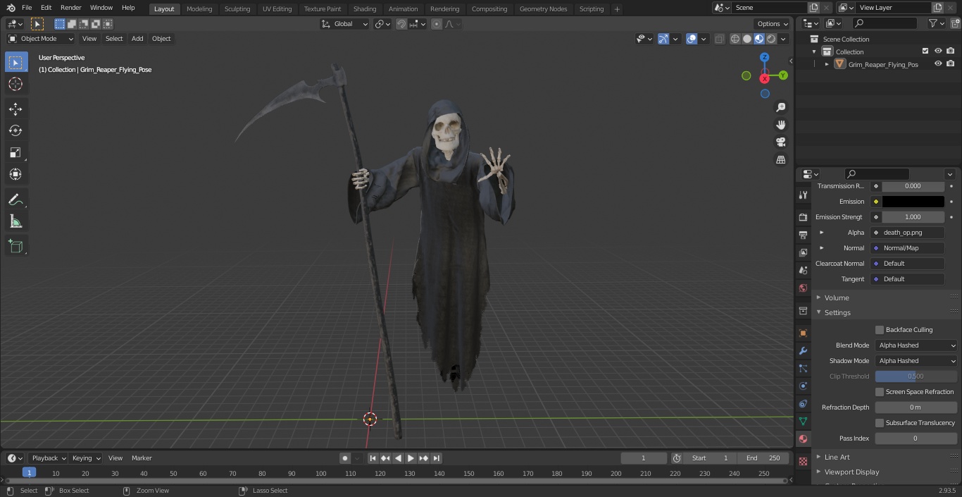 3D Grim Reaper Flying Pose model
