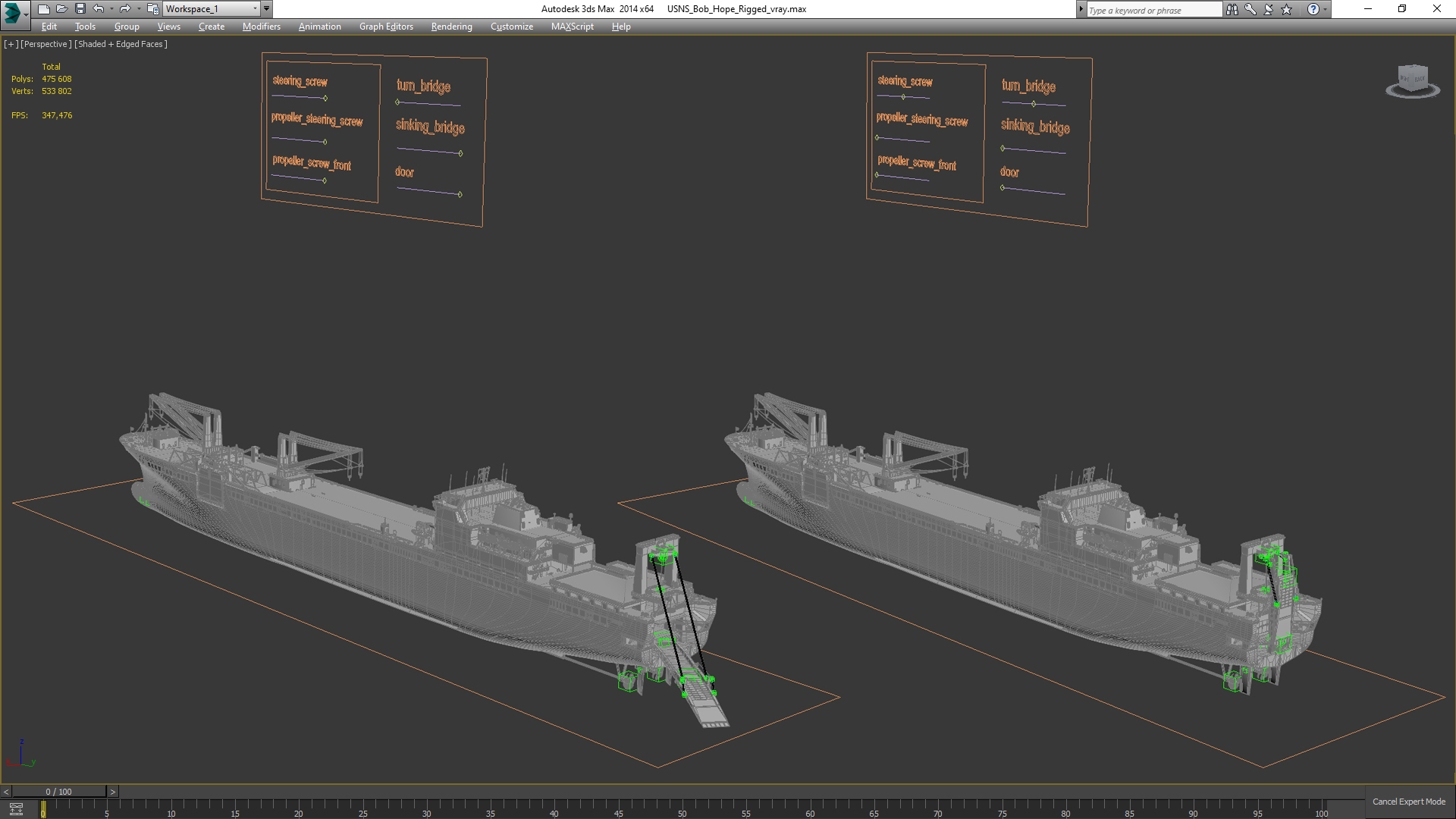3D model USNS Bob Hope Rigged