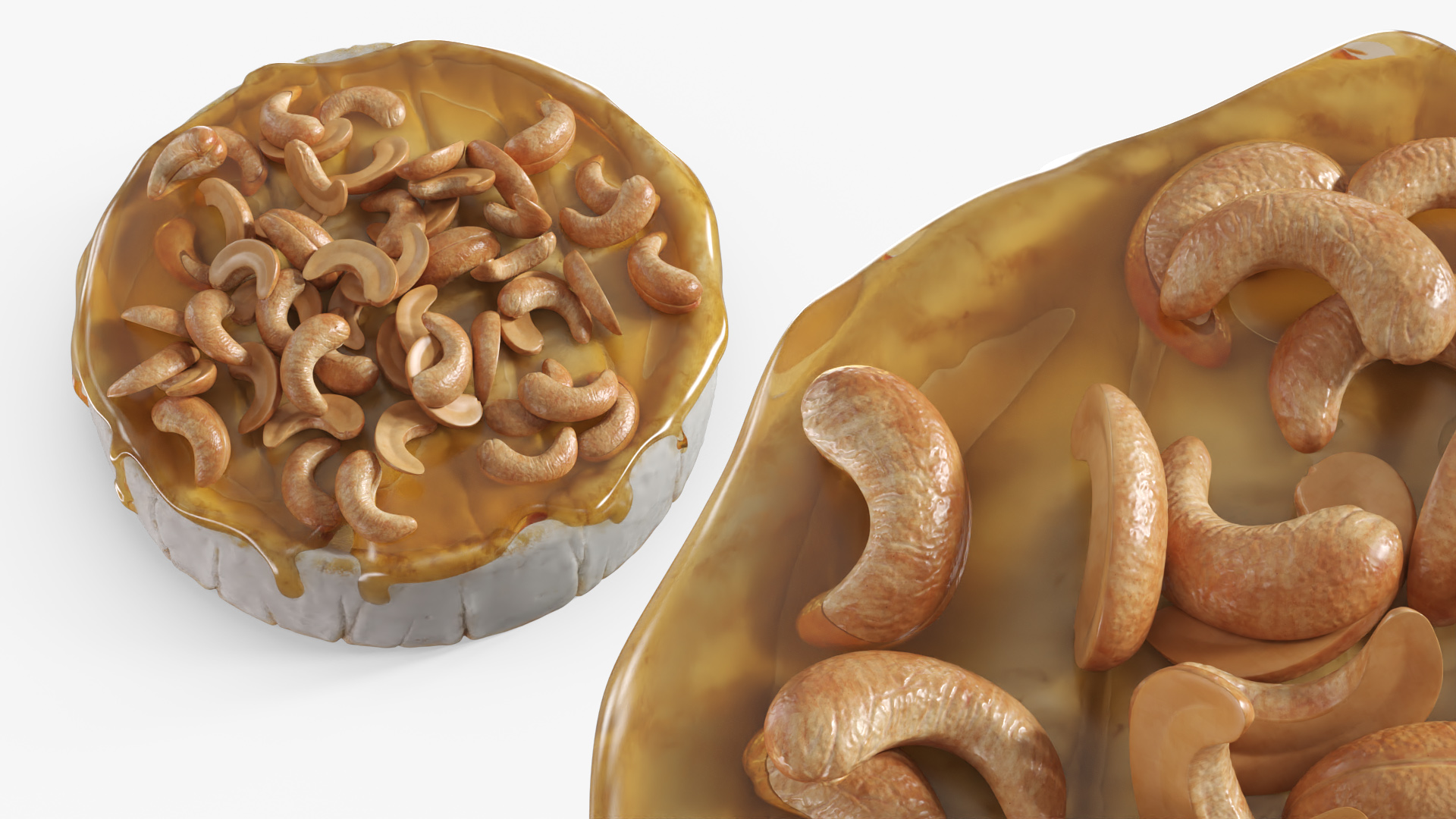 Baked Brie Cheese Wheel with Cashew Nuts and Honey, view 3