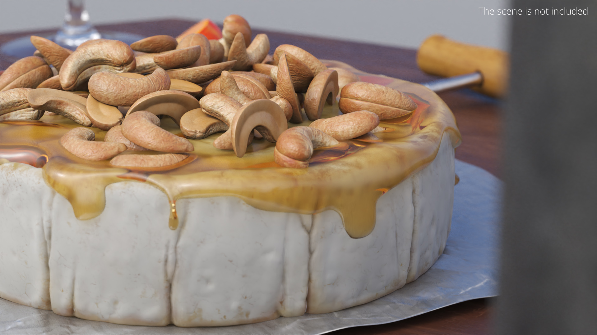 Baked Brie Cheese Wheel with Cashew Nuts and Honey, view 2