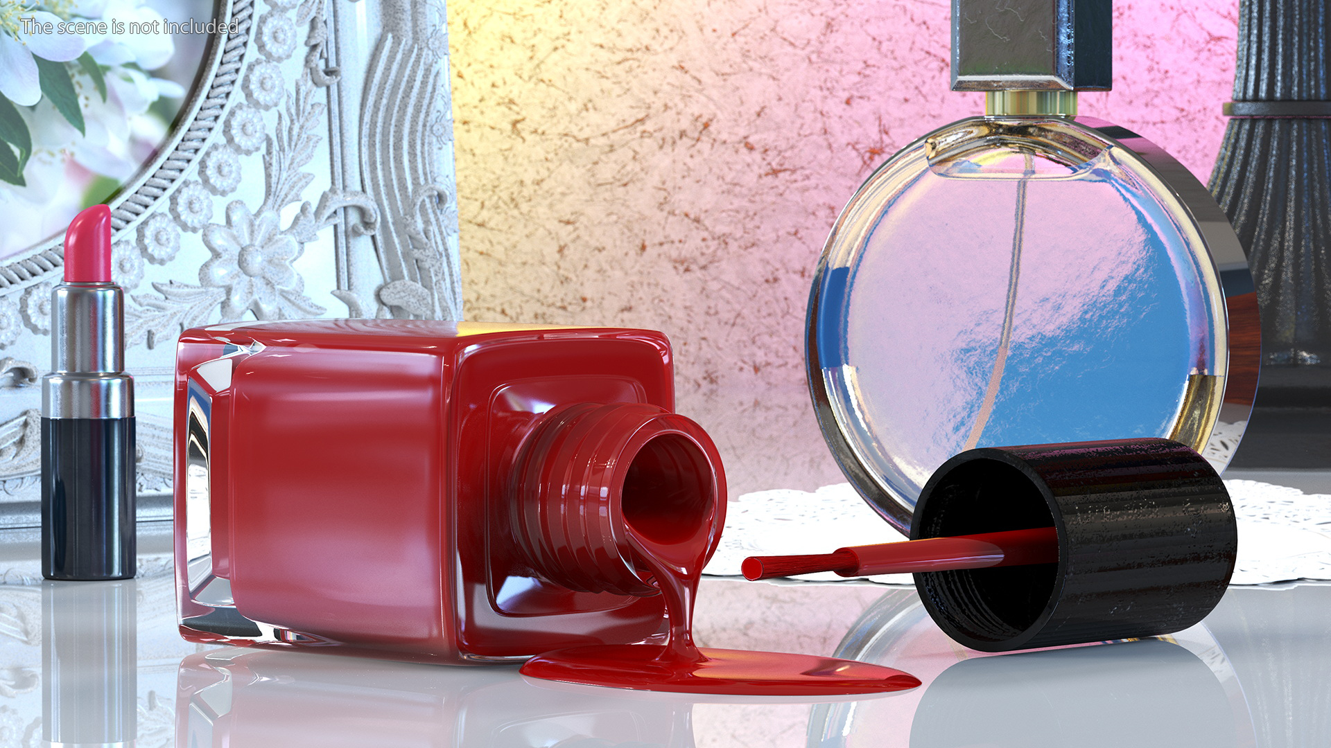 3D Spilled Red Nail Polish model
