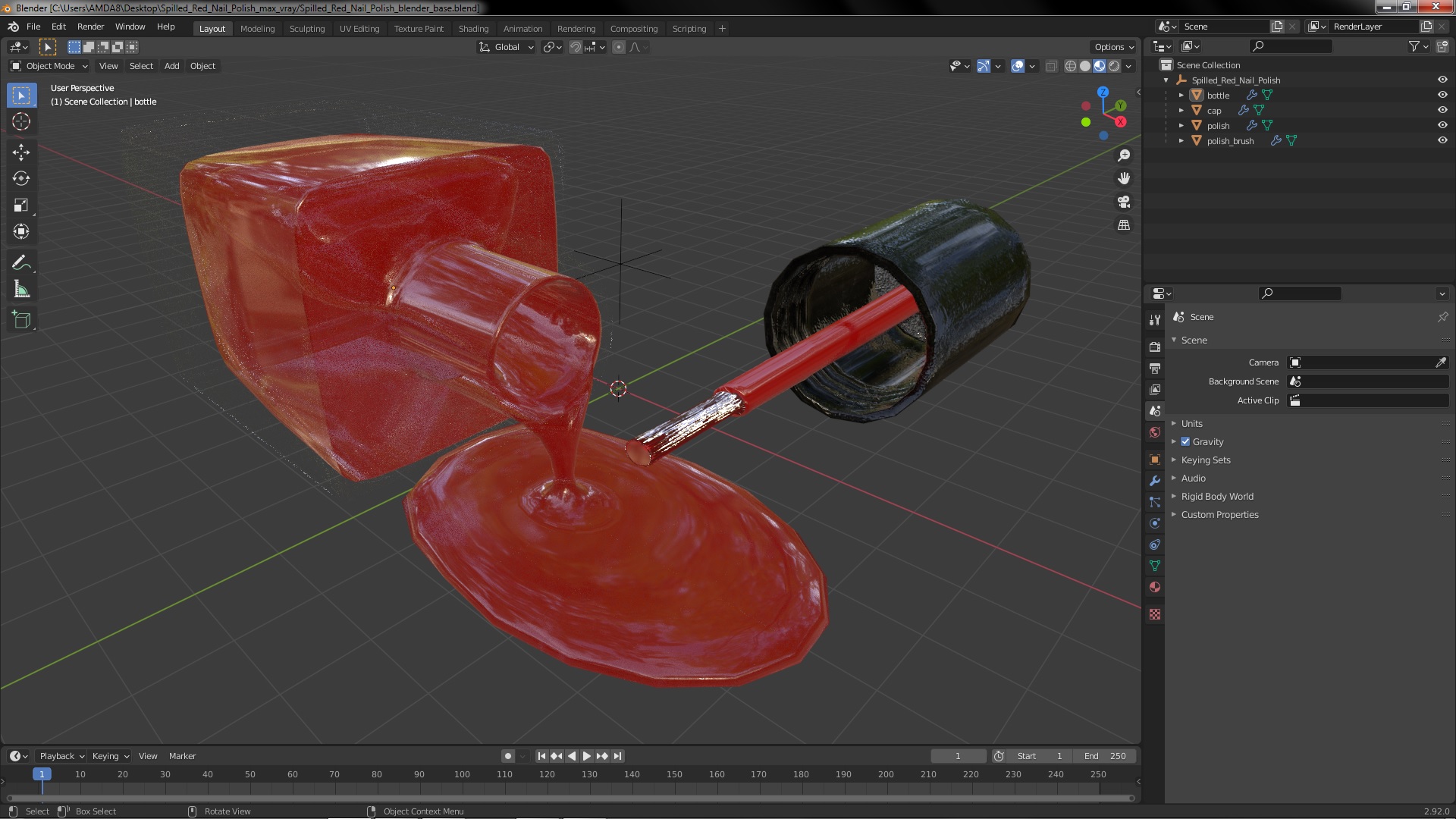 3D Spilled Red Nail Polish model