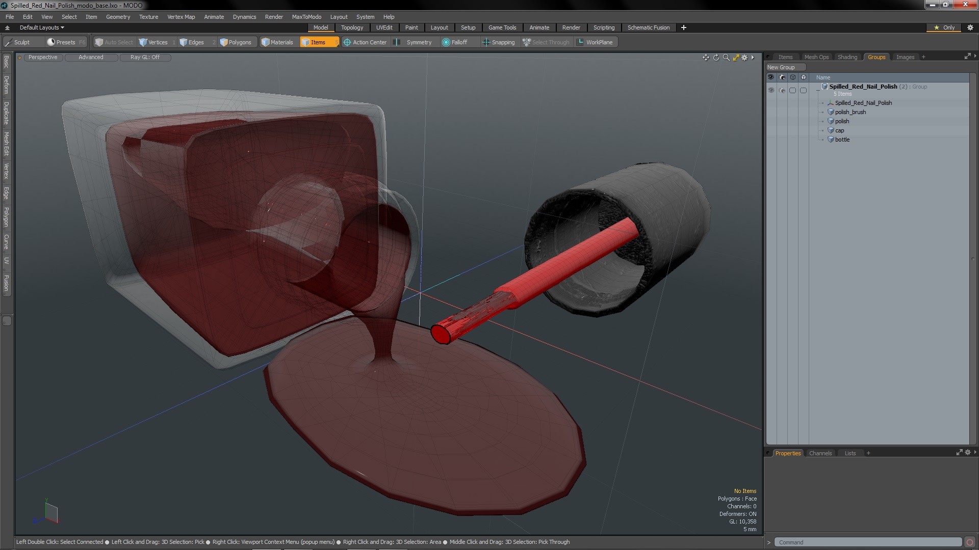 3D Spilled Red Nail Polish model