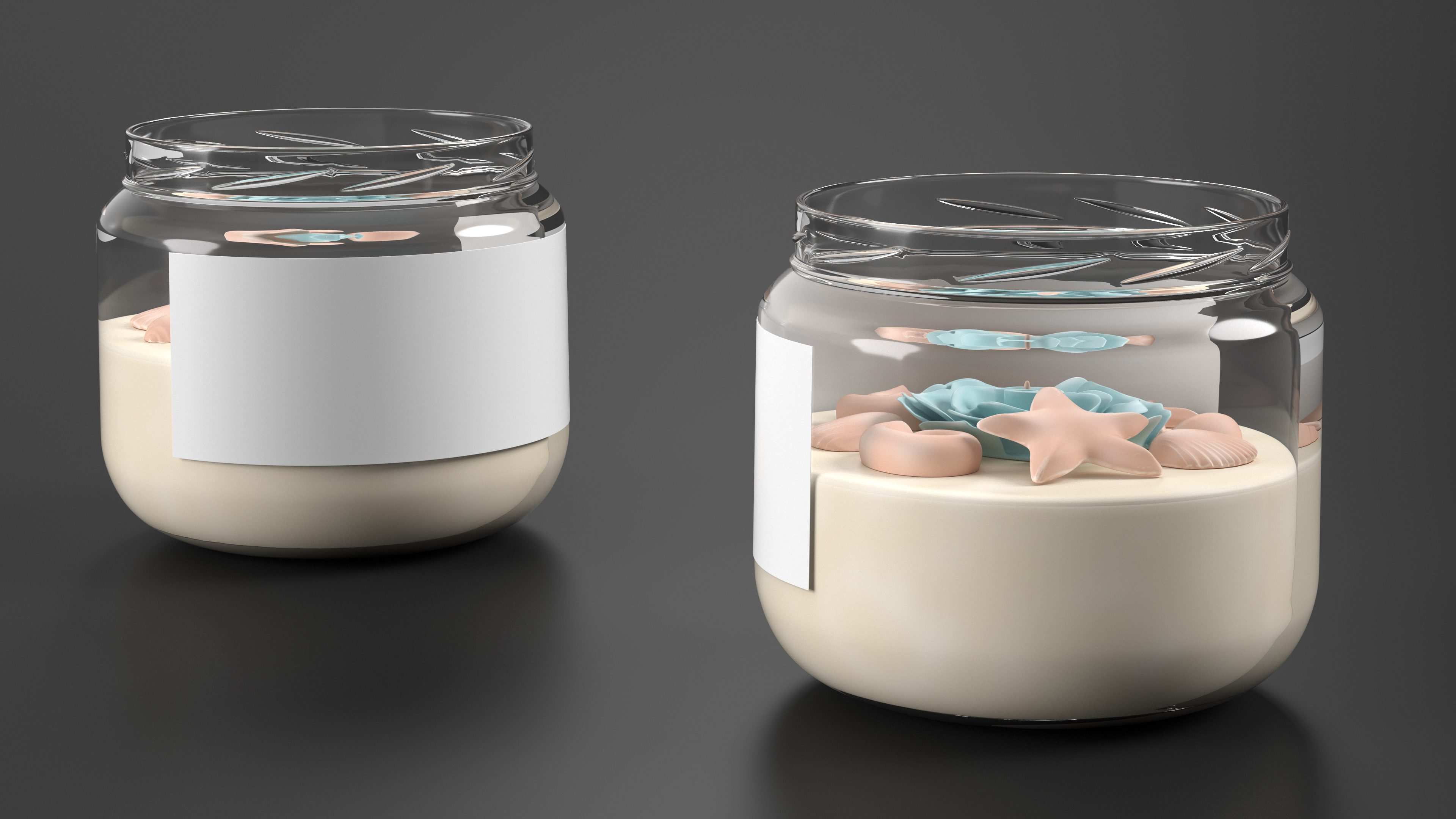 3D Glass Jar Candle Open