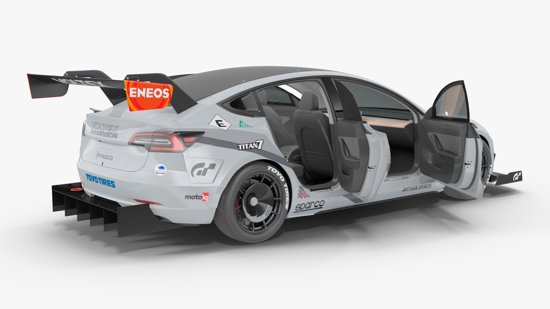 3D Tesla Model 3 Race Car Rigged for Cinema 4D model