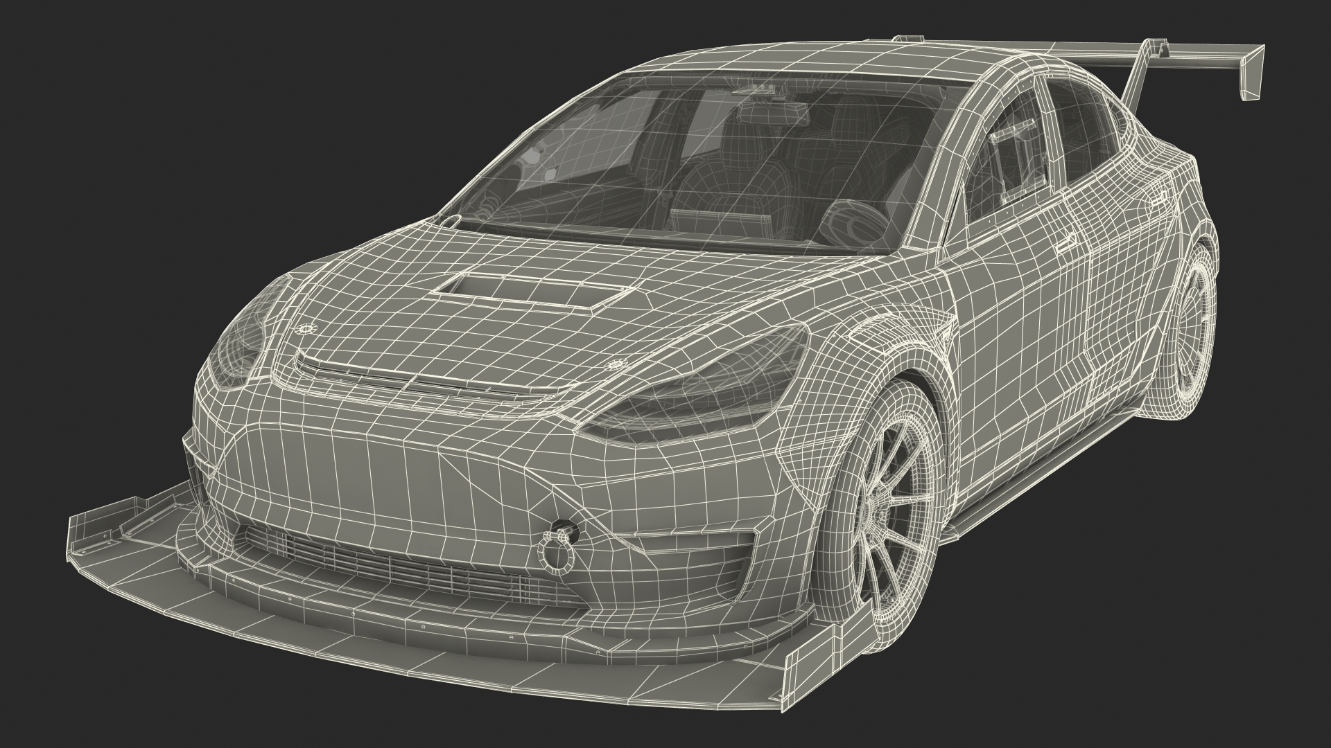 3D Tesla Model 3 Race Car Rigged for Cinema 4D model