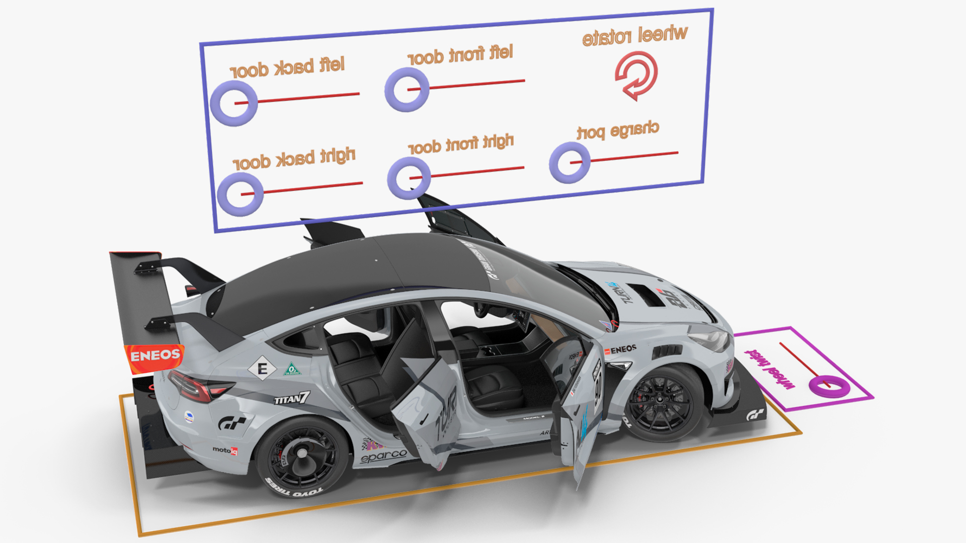 3D Tesla Model 3 Race Car Rigged for Cinema 4D model
