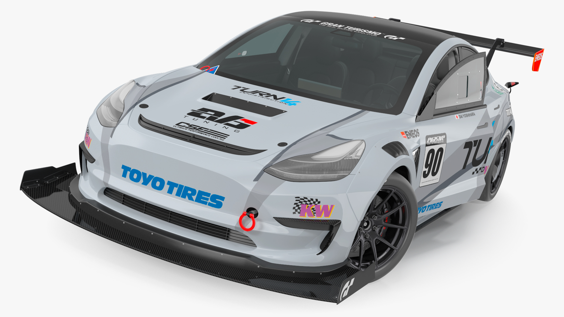 3D Tesla Model 3 Race Car Rigged for Cinema 4D model