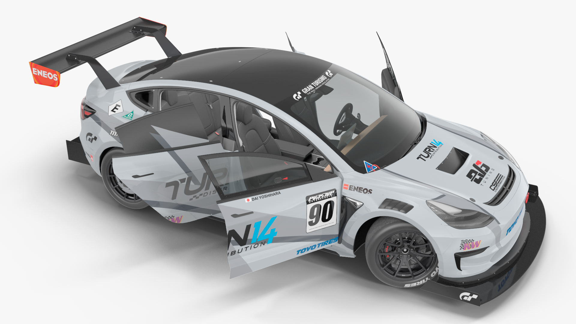 3D Tesla Model 3 Race Car Rigged for Cinema 4D model