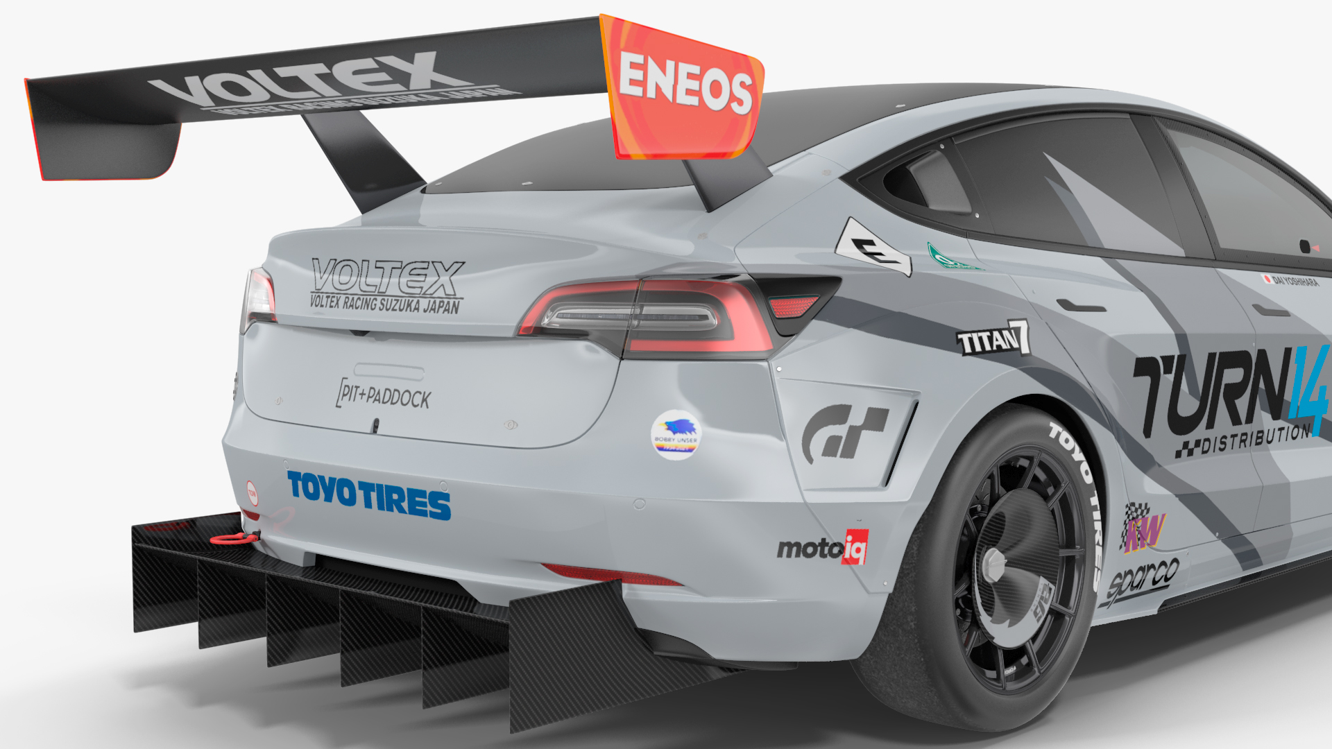 3D Tesla Model 3 Race Car Rigged for Cinema 4D model